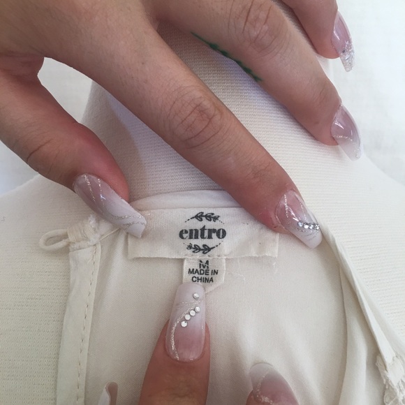 entro - creme long lace tunic - size medium - Picture 3 of 4